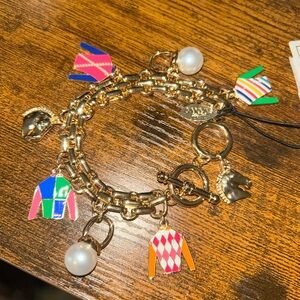 NWT Kentucky Derby 🐎 Charm Bracelet Jockey 🏇 Silks Pearls Horses